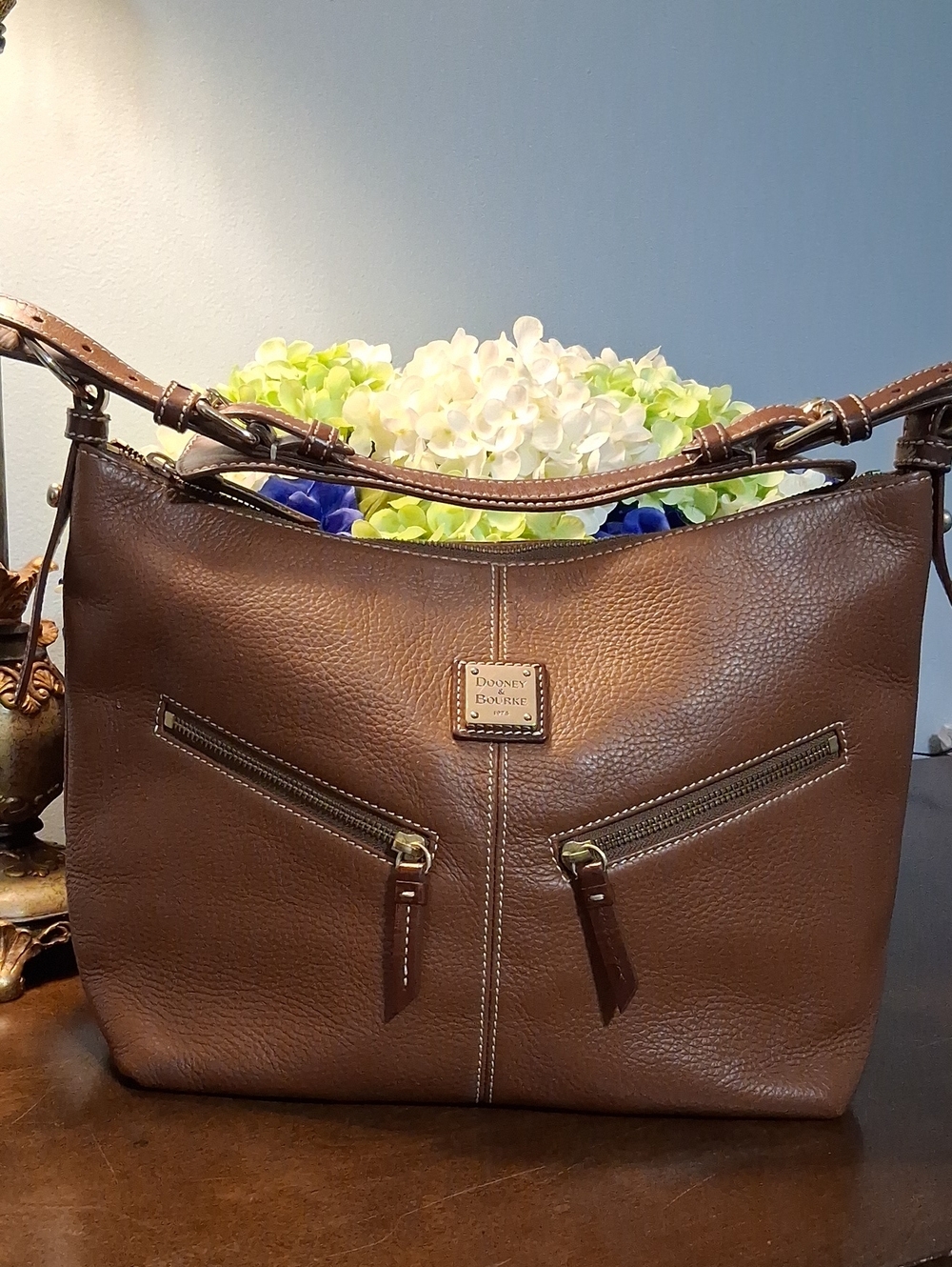 Dooney & Bourke Brown Pebble Leather Shoulder Bag